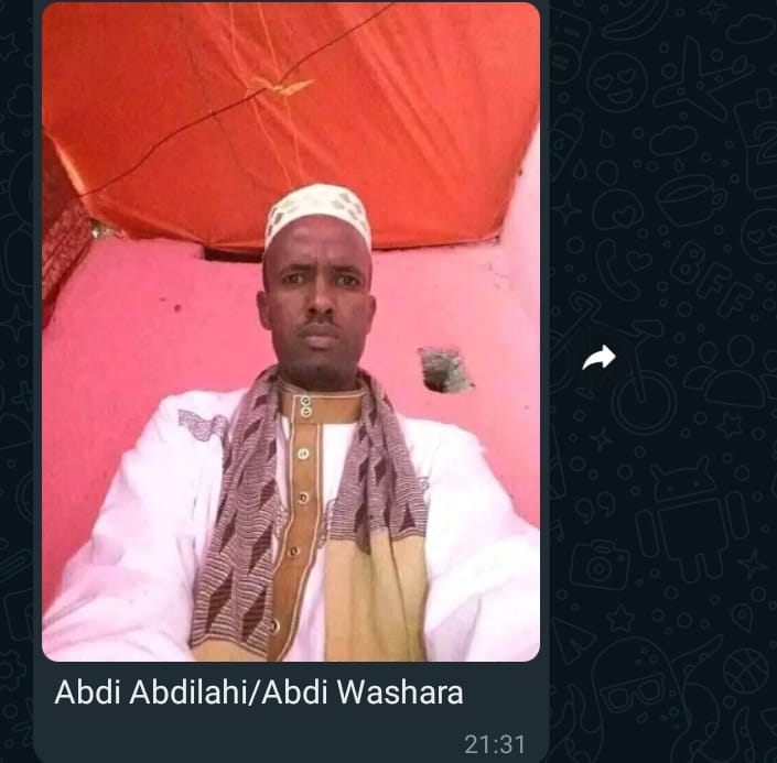 Abdi Washara,Youth leader in Aysha, shot dead by military sniper for a daring statement